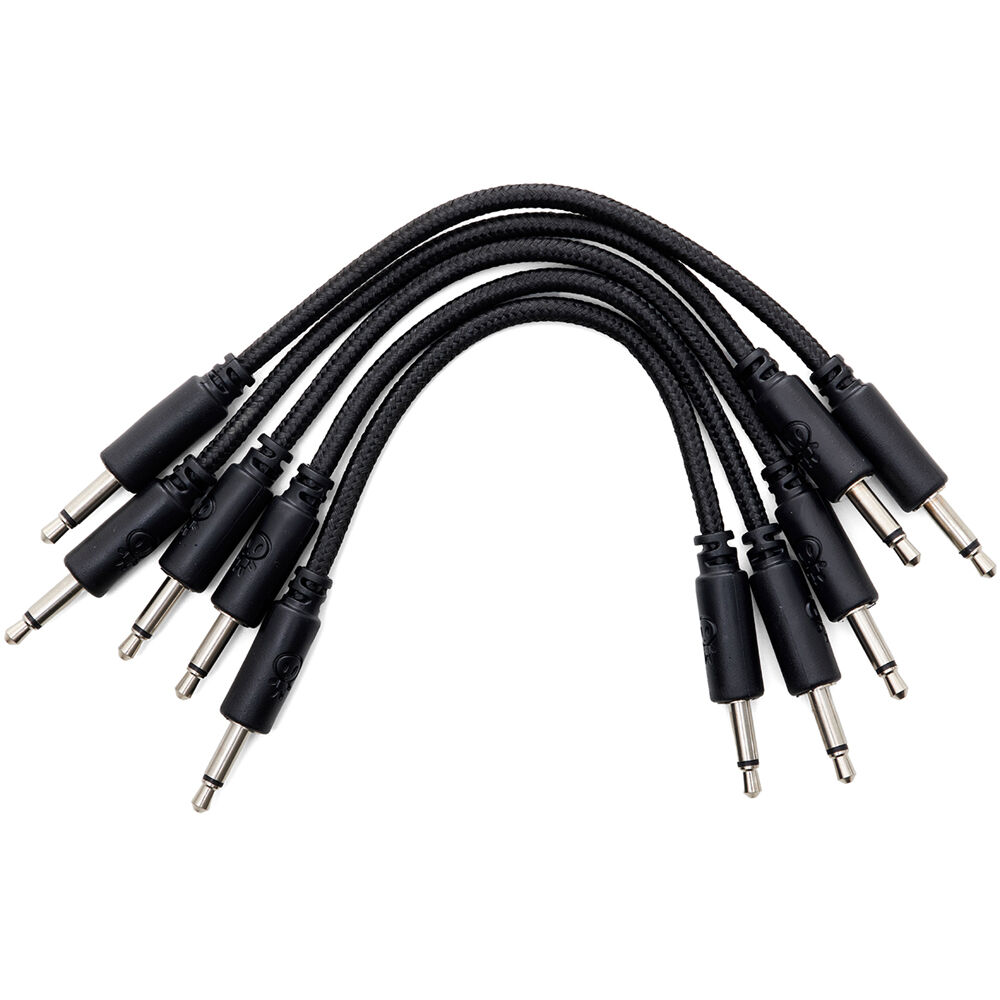 Cables de Parche Trenzados Erica Synths Eurorack (Negro, Paquete de 5, 3.9"") - Alta Calidad, Conecto