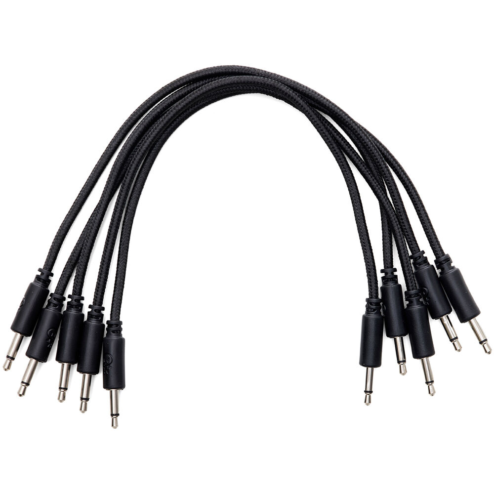 Cables de Parche Trenzados Erica Synths Eurorack (Negro, Paquete de 5, 7.9"") - Alta Calidad, Conecto