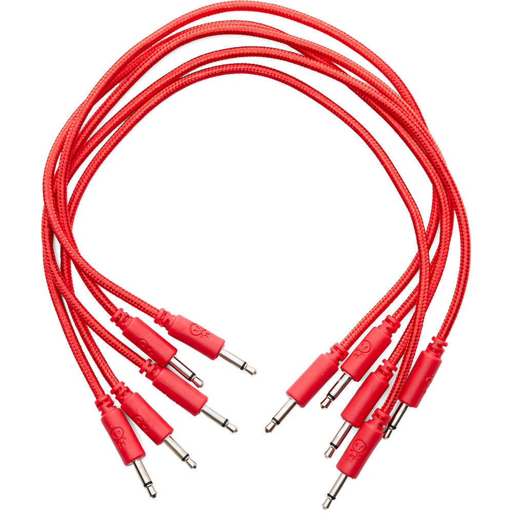 Cables de Parche Trenzados Erica Synths Eurorack (Rojo, Paquete de 5, 11.8"") - Alta Calidad, Conecto