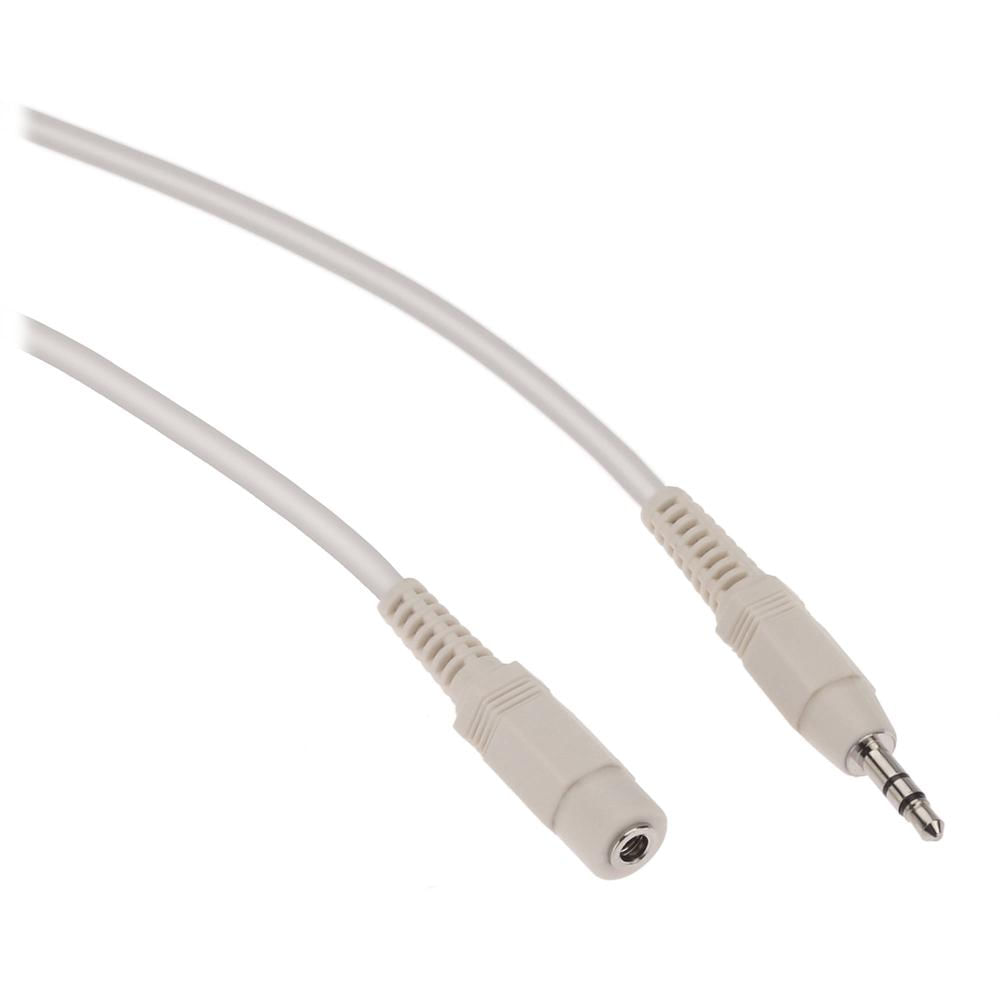Cable de Extensión Estéreo Macho a Hembra de 3.5mm Pearstone (Blanco, 25') - Ideal para Aplicaciones