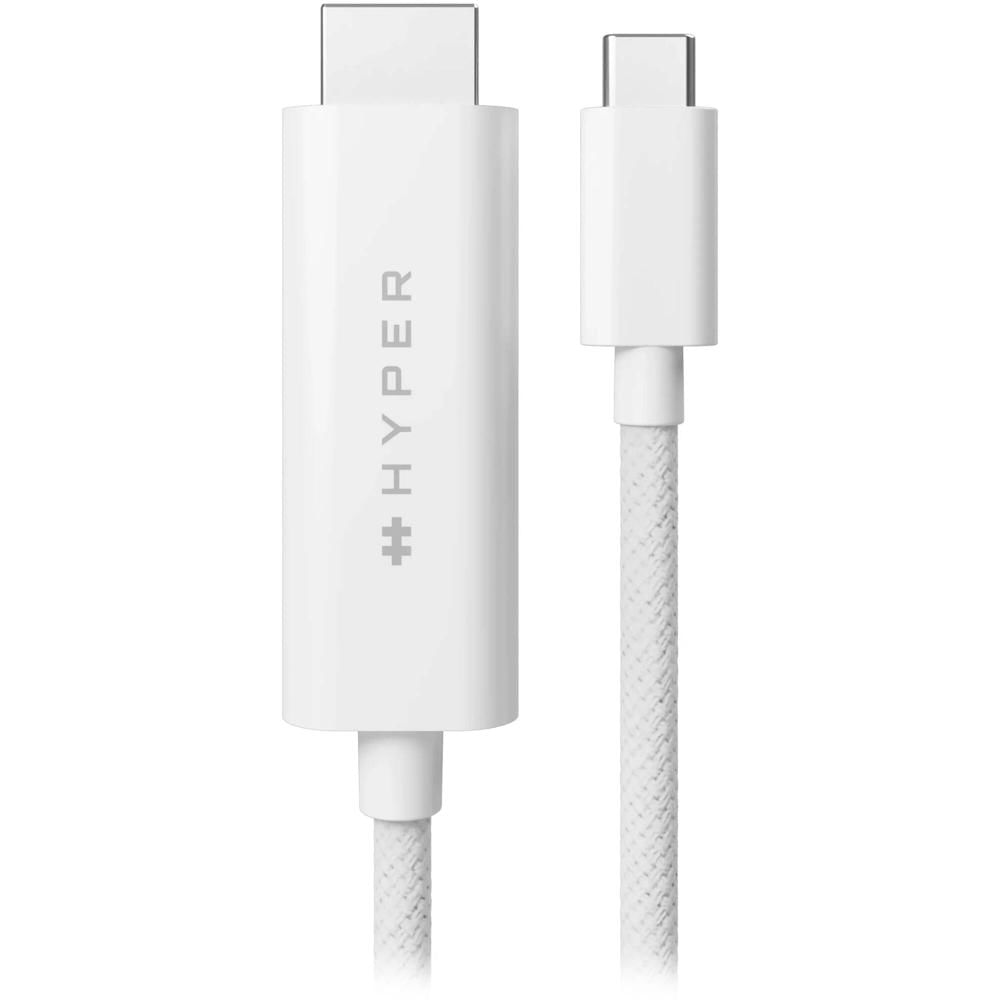 Adaptador de Cable HYPER HyperDrive USB-C a HDMI (2.4m, Blanco) - Soporte UHD 4K 3840 x 2160 a 60 Hz