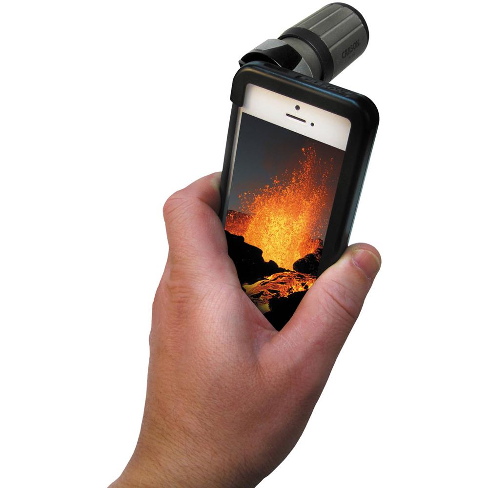 Adaptador Carson HookUpz para iPhone 5/5s/SE con Monocular 7x18 y Distancia de Enfoque Cercano de 10