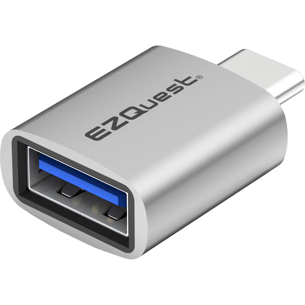 Adaptador Mini EZQuest USB-C a USB-A 3.0 (Plata) - Macho USB-C a Hembra USB-A, Carcasa de Aluminio A