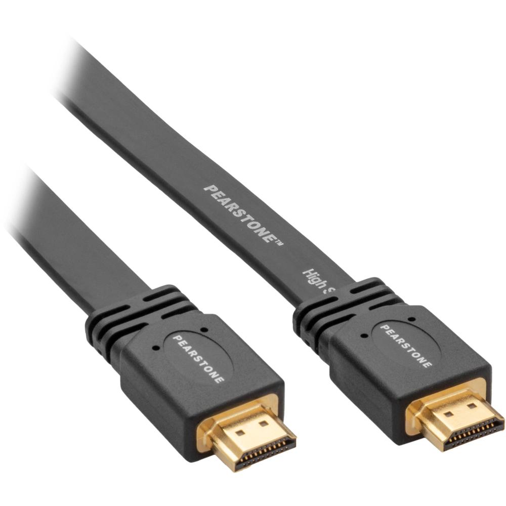 Cable HDMI Plano de Alta Velocidad con Ethernet Pearstone (6') - Soporta 3D, 4K, Color Profundo, Con