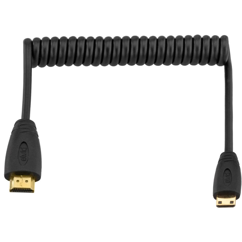 Cable HDMI Elvid HDMIAC-030-C Mini-HDMI a HDMI Enrollado de Alta Velocidad (11 a 36"") - Soporta Reso