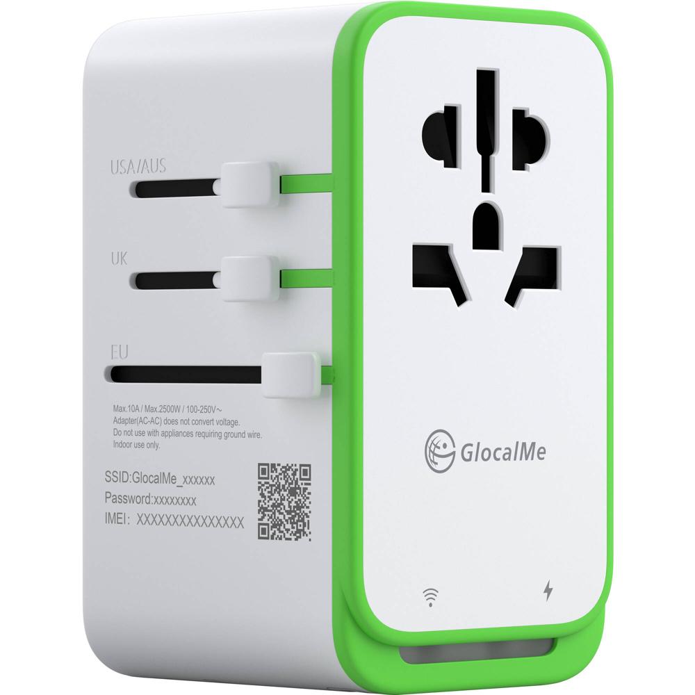 Adaptador de Viaje Universal GlocalMe RoamPlug con Hotspot Wi-Fi Portátil y eSIM, Conexión 3G/4G, Ca