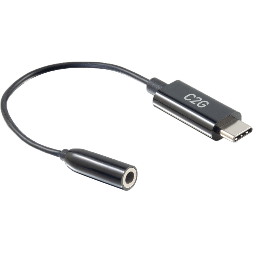 Adaptador de Cable C2G USB Tipo-C a 3.5mm TRS Femenino - Soporta Audio de Alta Resolución y Cancelac