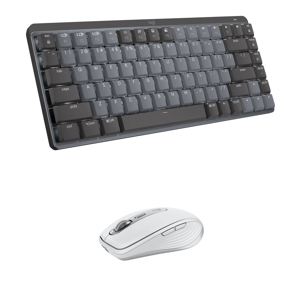 Kit de Teclado Mecánico Mini Inalámbrico Logitech MX y Ratón Anywhere 3S (Clicky, Gris / Gris Claro)