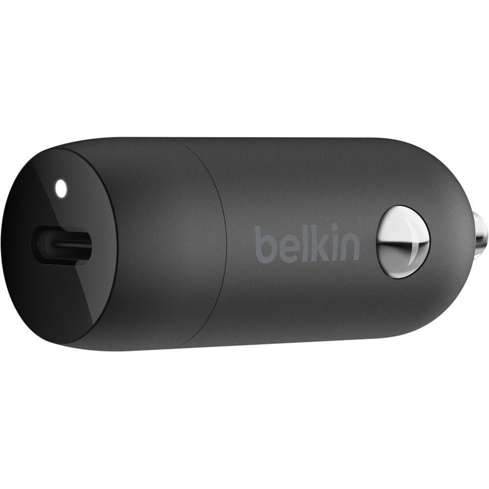 Cargador de Coche Belkin BOOSTCHARGE USB-C (Negro, 20W) con Cable Lightning a USB-C de 4' - Puerto U