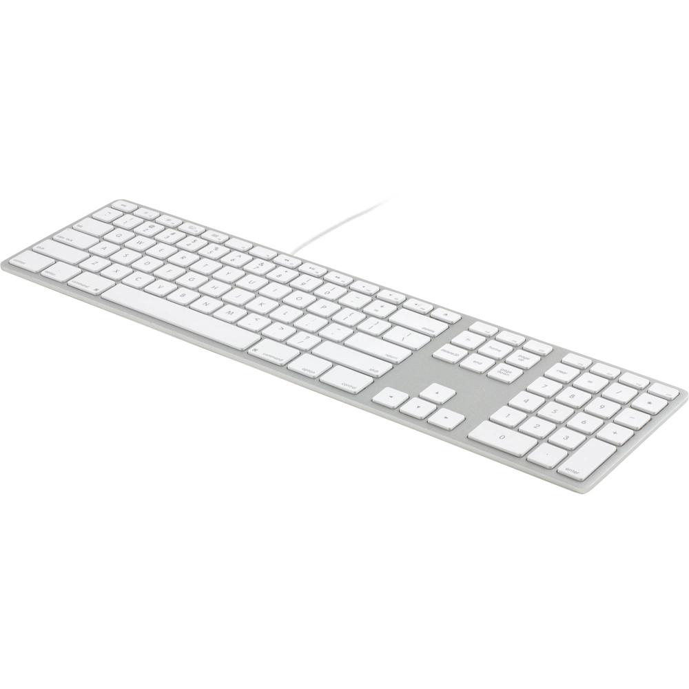 Teclado Alámbrico de Aluminio Matias para Mac (Plata) - Conexión USB, Hub USB 2.0 de 2 Puertos, Dial