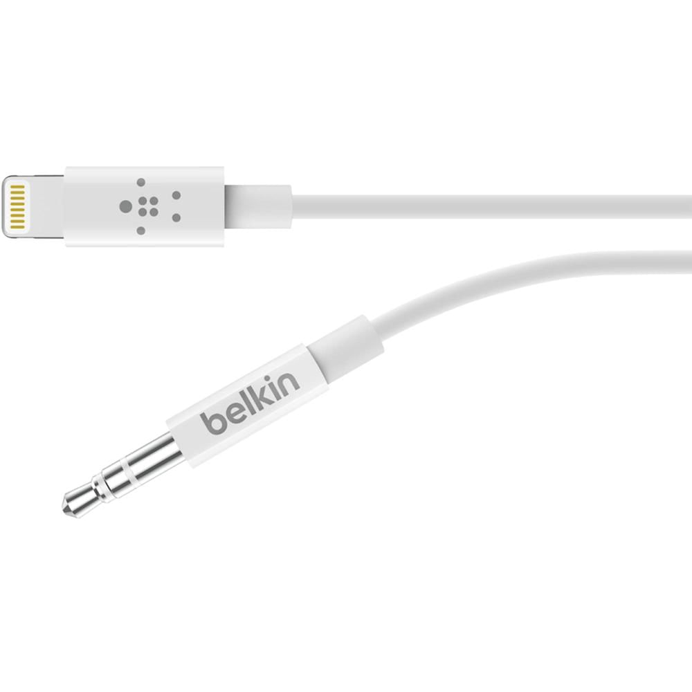 Cable de Audio Belkin de 3.5mm a Lightning (1.8m, Blanco) - Conexión Directa a iPhone, Certificado M