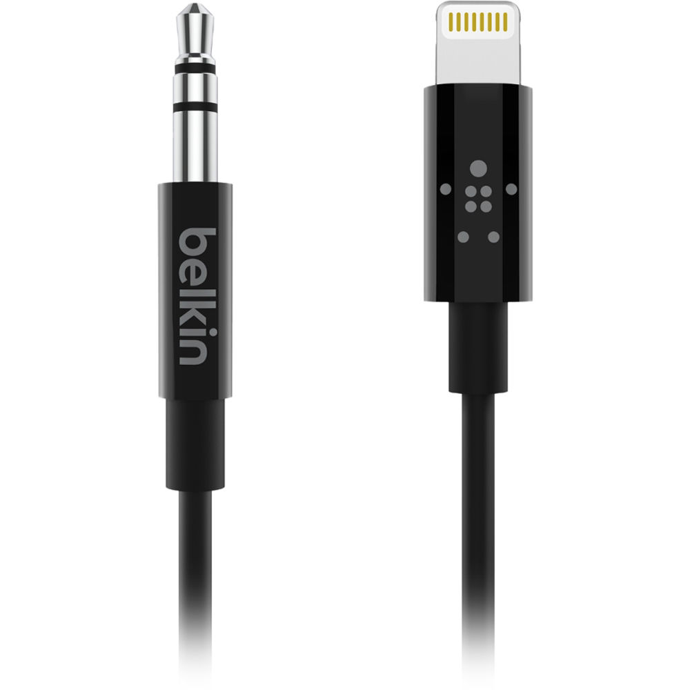 Cable de Audio Belkin de 3.5mm a Lightning (3', Negro) - Conexión Directa a iPhone, Certificado MFi,