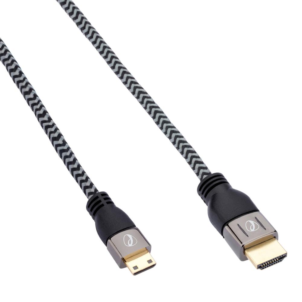 Cable Mini-HDMI a HDMI de Alta Velocidad Trenzado Pearstone con Ethernet (10') - Conectores Baquelit