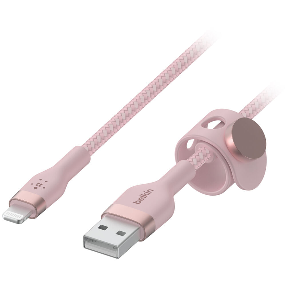 Cable Belkin BoostCharge Pro Flex Lightning a USB-A (6.6', Rosa) - Conexión Lightning a USB-A, Longi