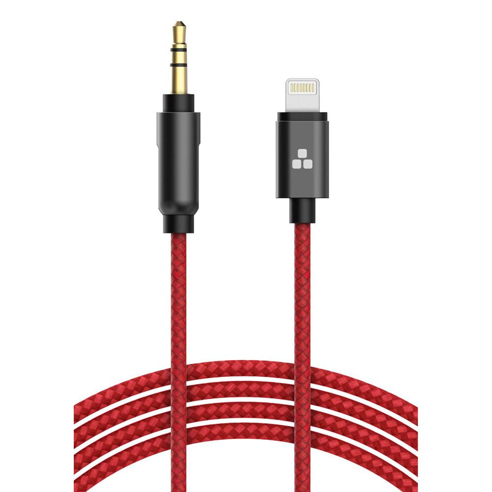 Cable Aux de 3.5mm a Lightning Thore (4', Rojo) - Certificado Apple MFi, Diseñado para Durabilidad