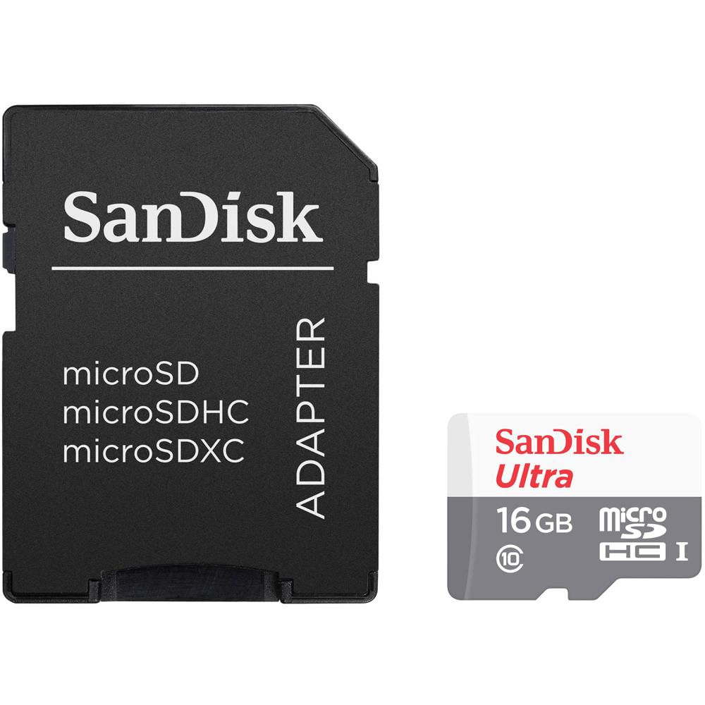 Tarjeta de Memoria SanDisk 16GB Ultra UHS-I microSDHC con Adaptador SD - Clase 10, Velocidad de Lect