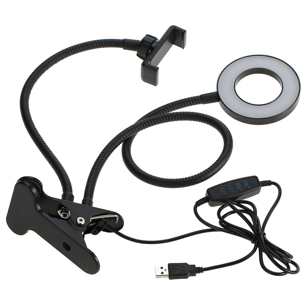 Apexel Luz de Anillo para Selfie con Soporte Flexible de 24"" y Soporte para Teléfono - Luz Blanca, C