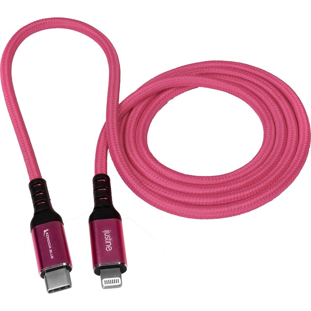 Kondor Blue iJustine Cable de Carga y Sincronización Lightning a USB-C (3.3', Rosa) - Interfaz USB-C