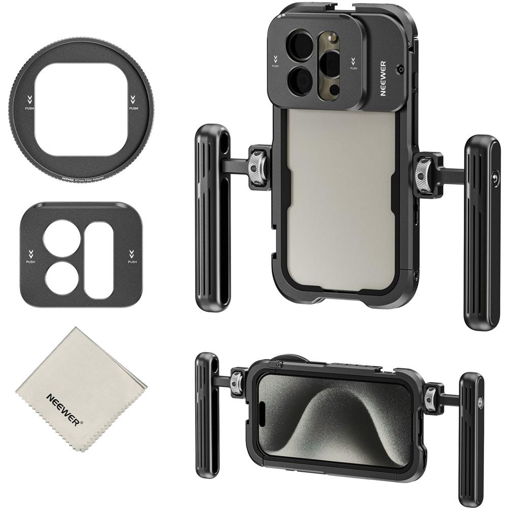 Kit de Soporte Neewer PA023K para iPhone 15 Pro con Montura de Filtro de 67mm, Montura de Lente de 1