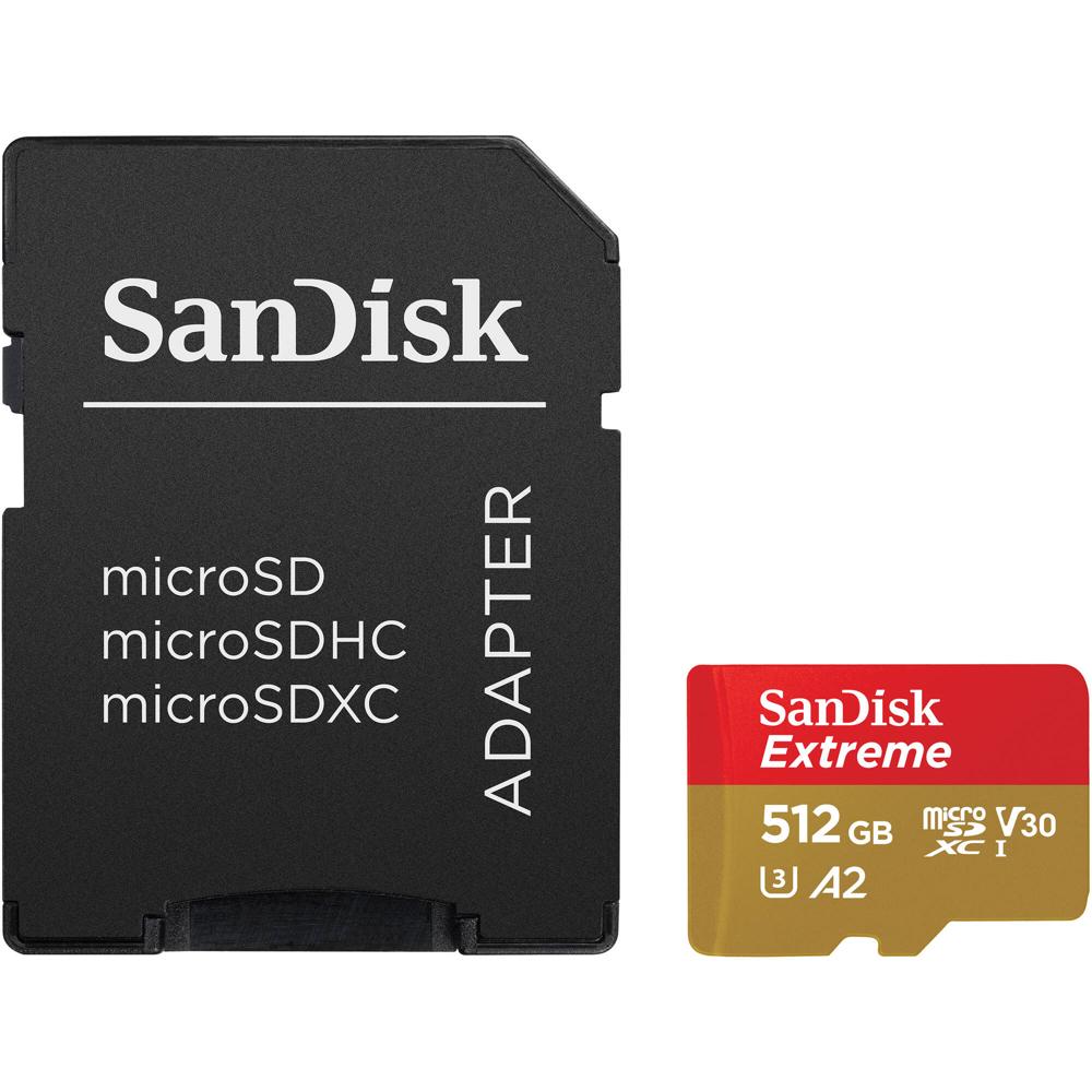 Tarjeta de Memoria SanDisk 512GB Extreme UHS-I microSDXC con Adaptador SD - Velocidades de Lectura 1