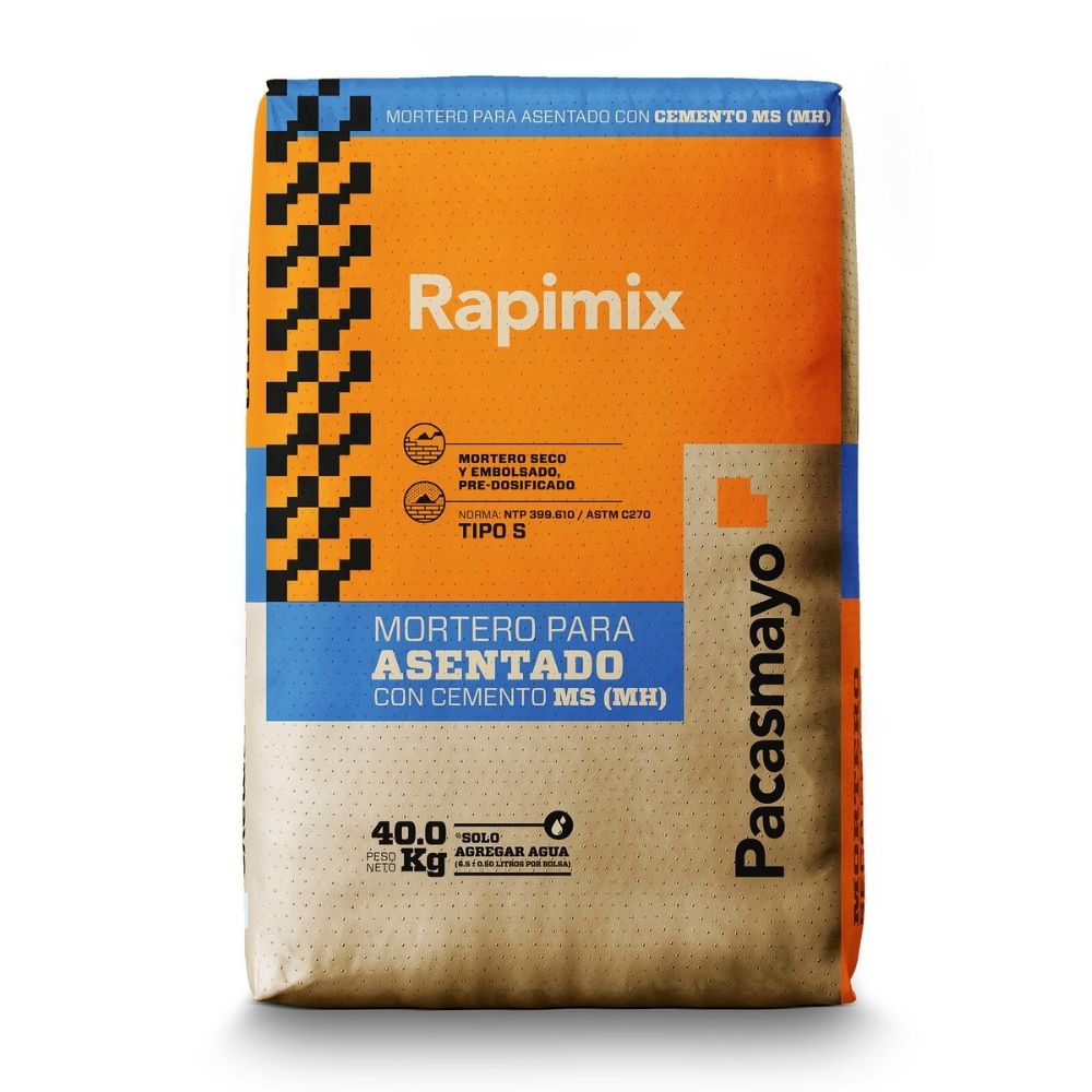 Mortero para asentado Tipo Ms 40kg Rapimix Pacasmayo