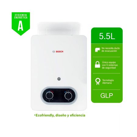 Calentador GLP Bosch Nd Oxi 5.5 litros + Kit