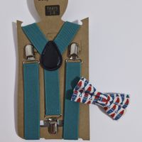 Pack elegante de tirante y corbata turquesa para niño de 1 a 4 años Aititi´s Kids