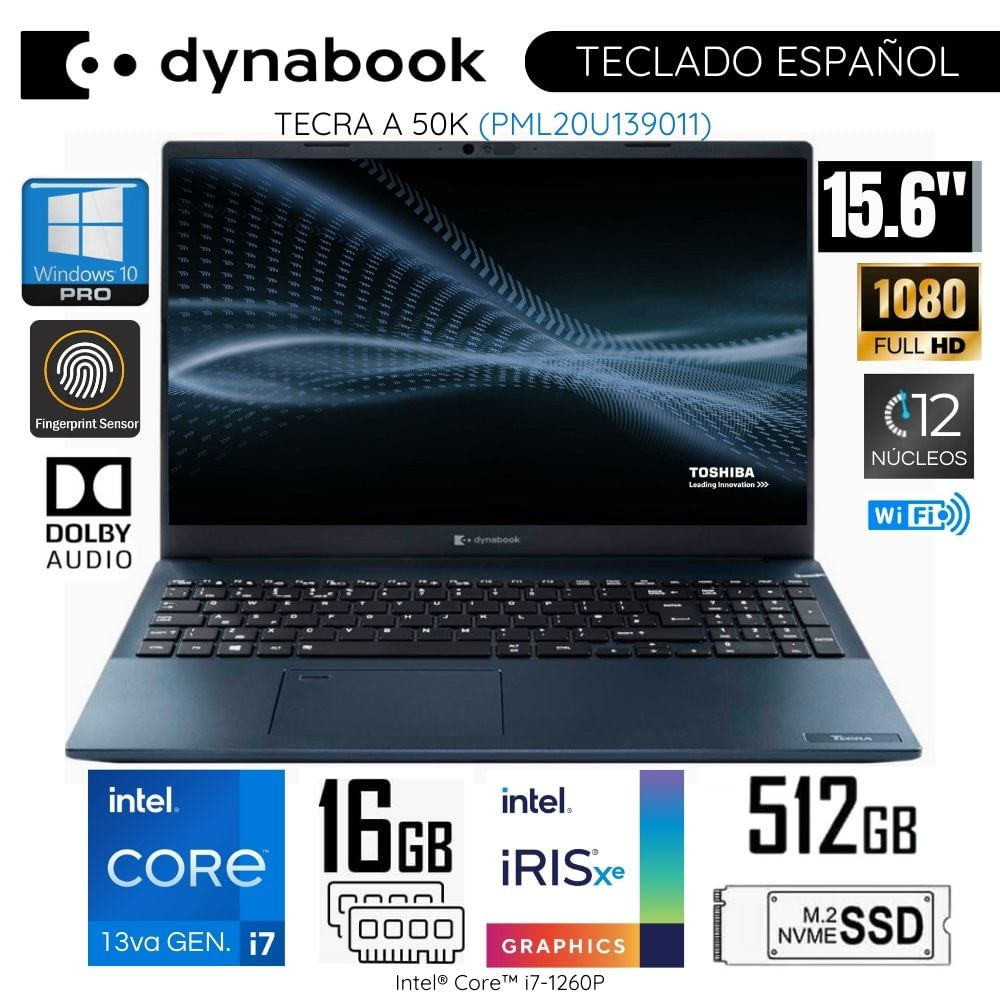 Laptop Dynabook Tecra A 50K Intel Corei7-1260P 16GB RAM 1TB SSD 15.6"" FHD Win 10 Pro PML20U139011