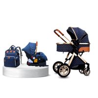 Coche Moisés de Lujo Ebaby Gold Labell Con Portabebé Azul