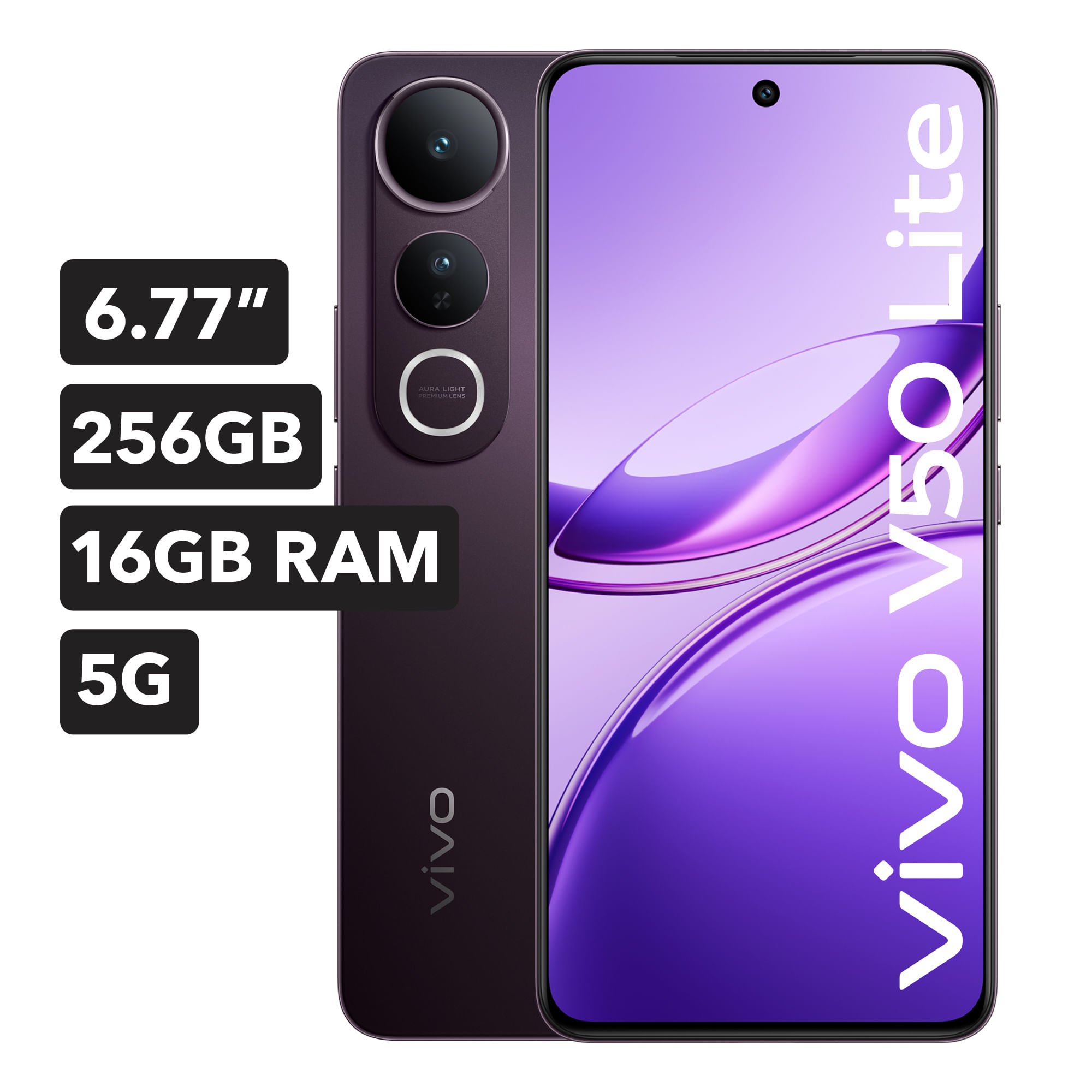 Smartphone VIVO V50 Lite 5G 6.77"" 8GB 256GB 50MP + 8MP Negro