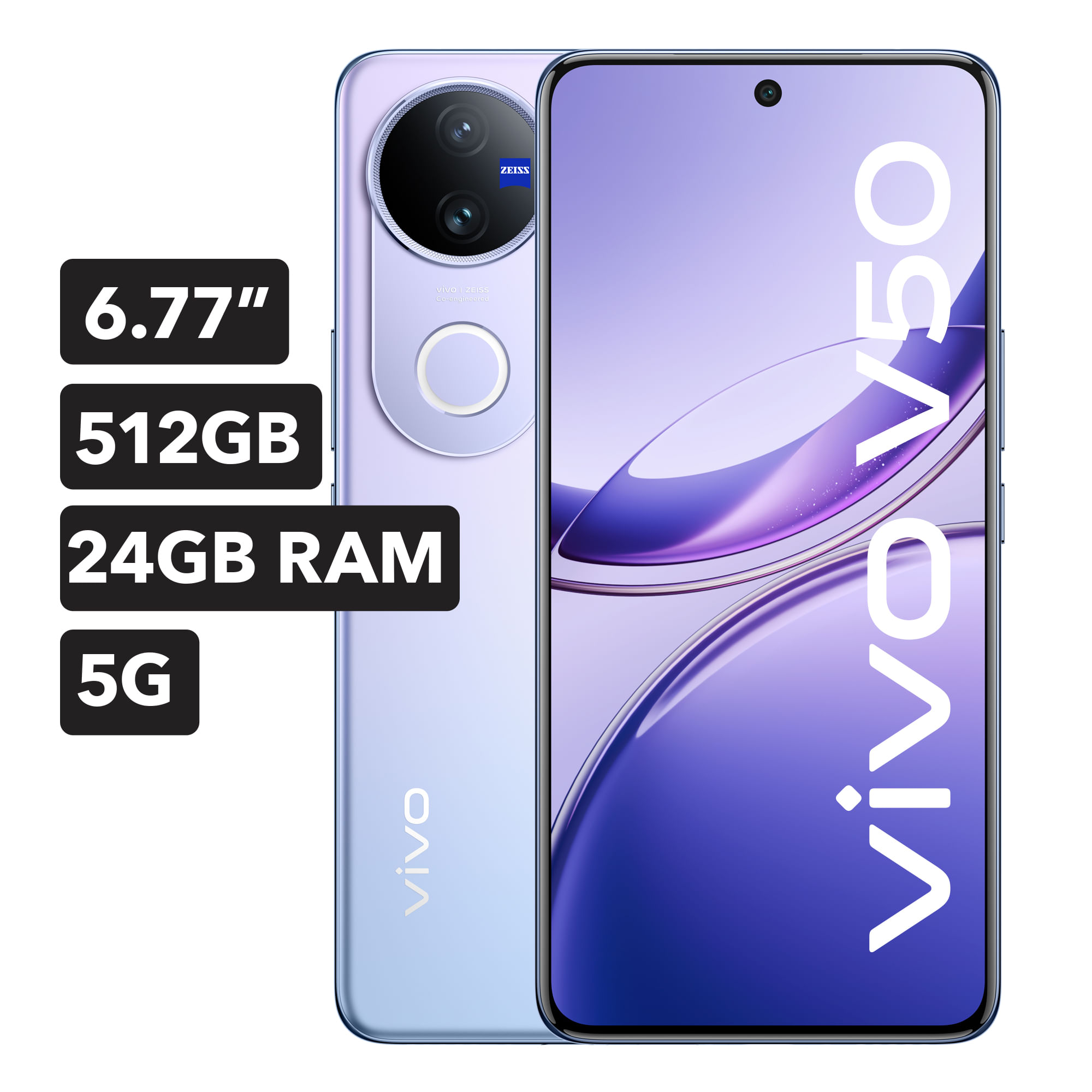 Smartphone VIVO V50 6.77"" 12GB 512GB 50MP + 50MP Púrpura