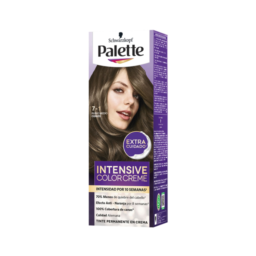 Tinte PALETTE COLOR CREAM 7-1 Rubio Medio Cenizo Caja 100ml