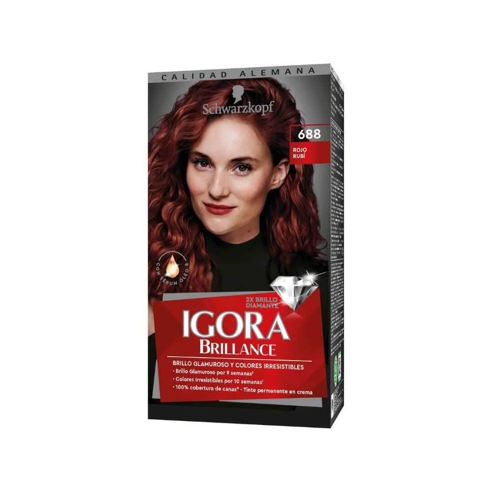 Tinte IGORA BRILLANCE 688 Rojo Rubí Caja 145ml