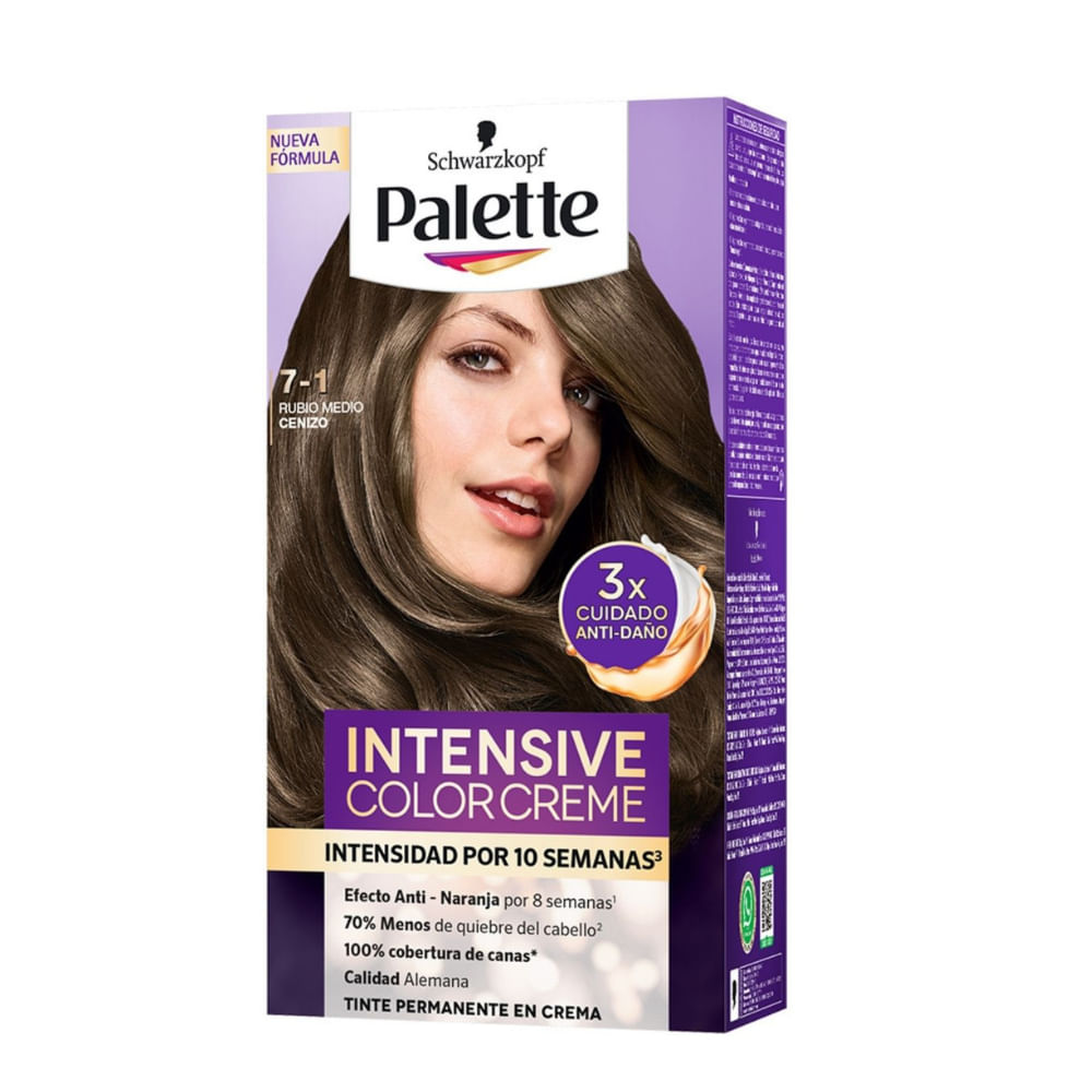 Tinte PALETTE COLOR CREAM 7-1 Rubio Medio Cenizo Caja 170ml