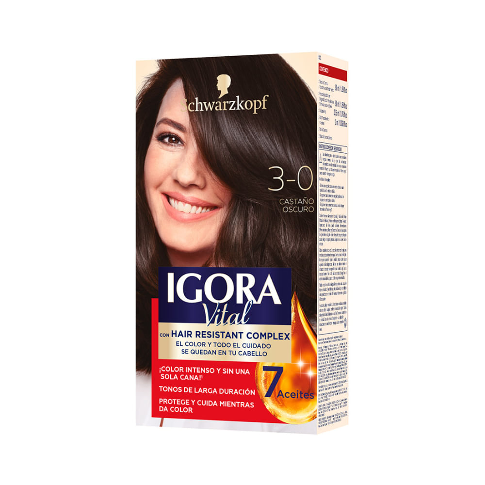 Tinte IGORA VITAL 3-0 Castaño Oscuro Caja 125ml