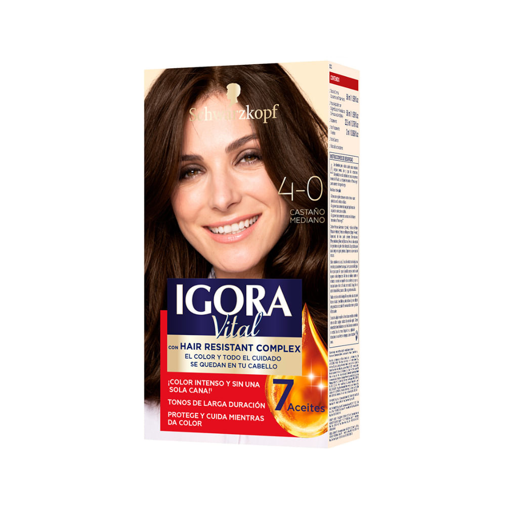 Tinte IGORA VITAL 4-0 Castaño Medio Caja 125ml