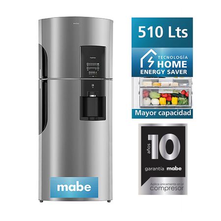 Refrigeradora Mabe RMS1951CPRX0 Top Freezer 505L Plateado