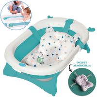 Bañera Tina de Baño Plegable Venadito Mas Cojin Azul
