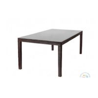 Mesa Clásica estilo Ratán Amanda color Marrón  Vidrio Templado TU MESITA