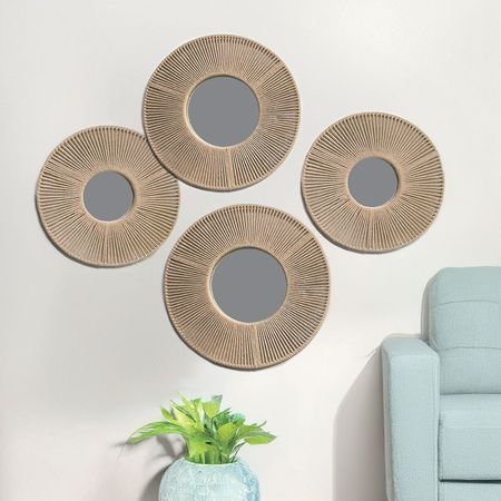 Set de 4 Espejos Seagrass Otoño Orange Hierro/Vidrio