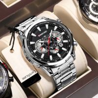 Reloj BINBOND para Hombre - Elegante - Negro-Plata - Acero
