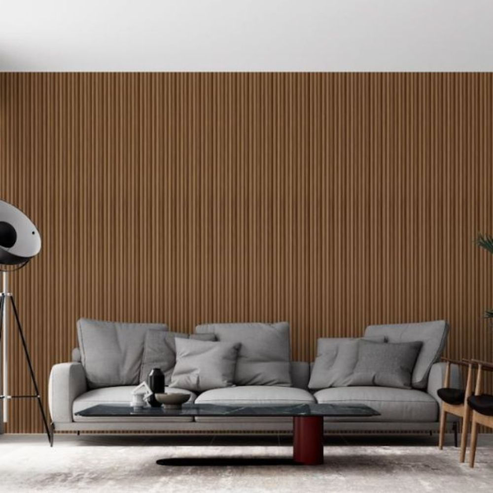 Wall Panel por Unidad para Interior Acanalado Delgado Color Cedro