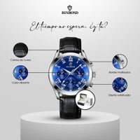 Reloj BINBOND para Hombre - Elegante - Cuero - Azul/Plata