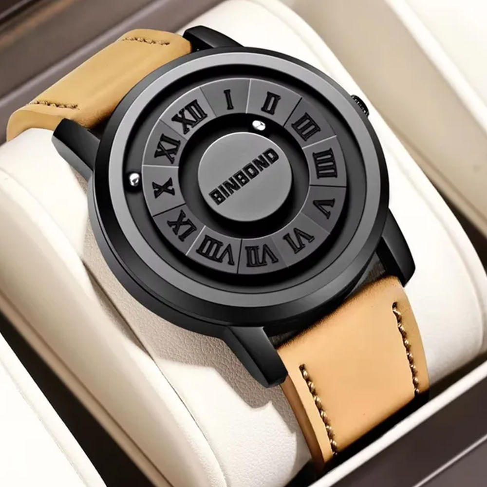 Reloj BINBOND para Hombre - Elegante - Cuero - Negro