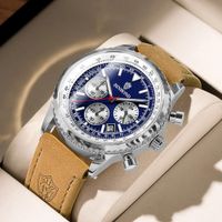 Reloj BINBOND para Hombre - Elegante - Cuero - Azul/Marrón