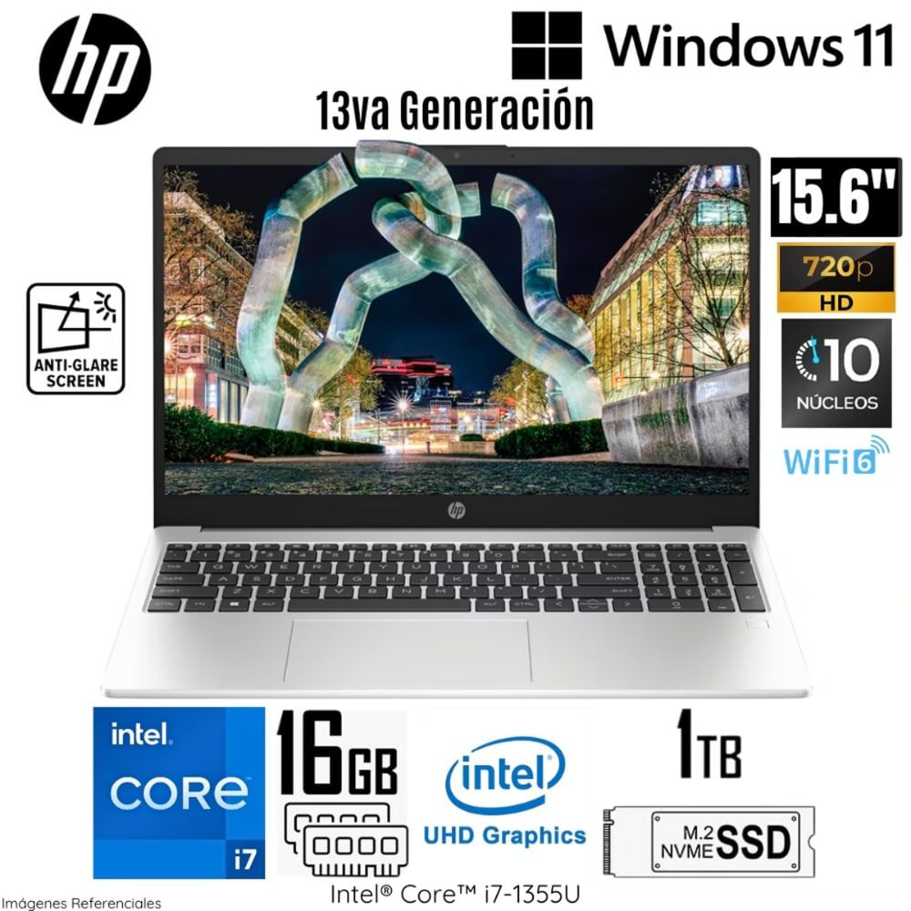 Laptop HP 250 G10 Intel Corei7-1355U 16GB RAM 1TB SSD 15.6"" WIN 11 PRO (9S7D1LS#ABM) - Silver