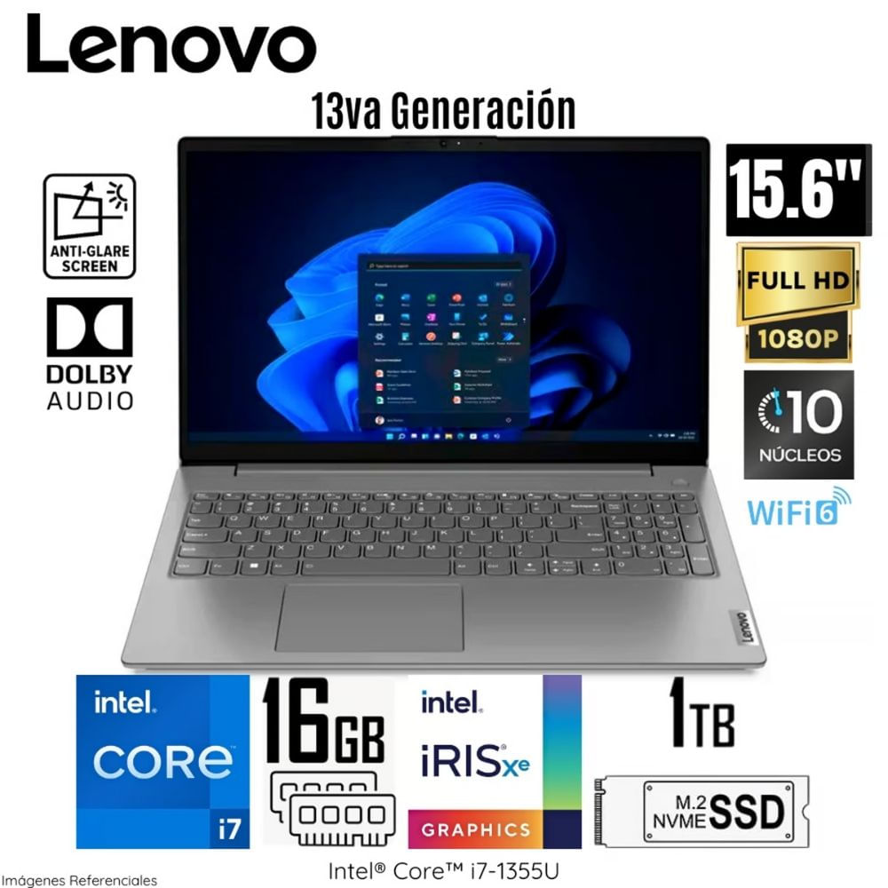 Laptop Lenovo V15 G4 IRU 15.6 FHD Intel Core i7 1355U 16GB RAM 1TB SSD - Iron Grey