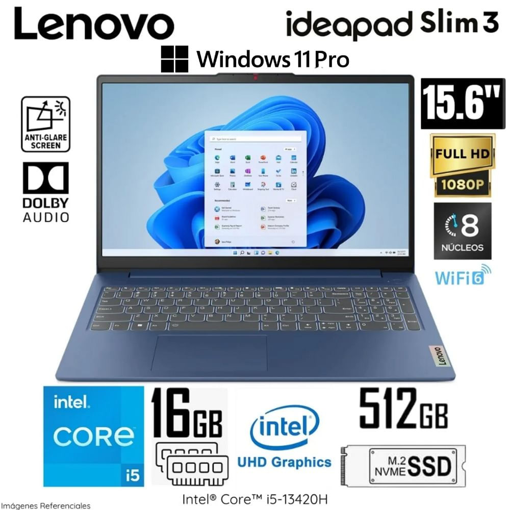 Laptop Lenovo Ideapad Slim 3 Intel Core i5-13420H 16GB RAM 512GB SSD 15.6"" FHD WIN 11 - ABYSS BLUE
