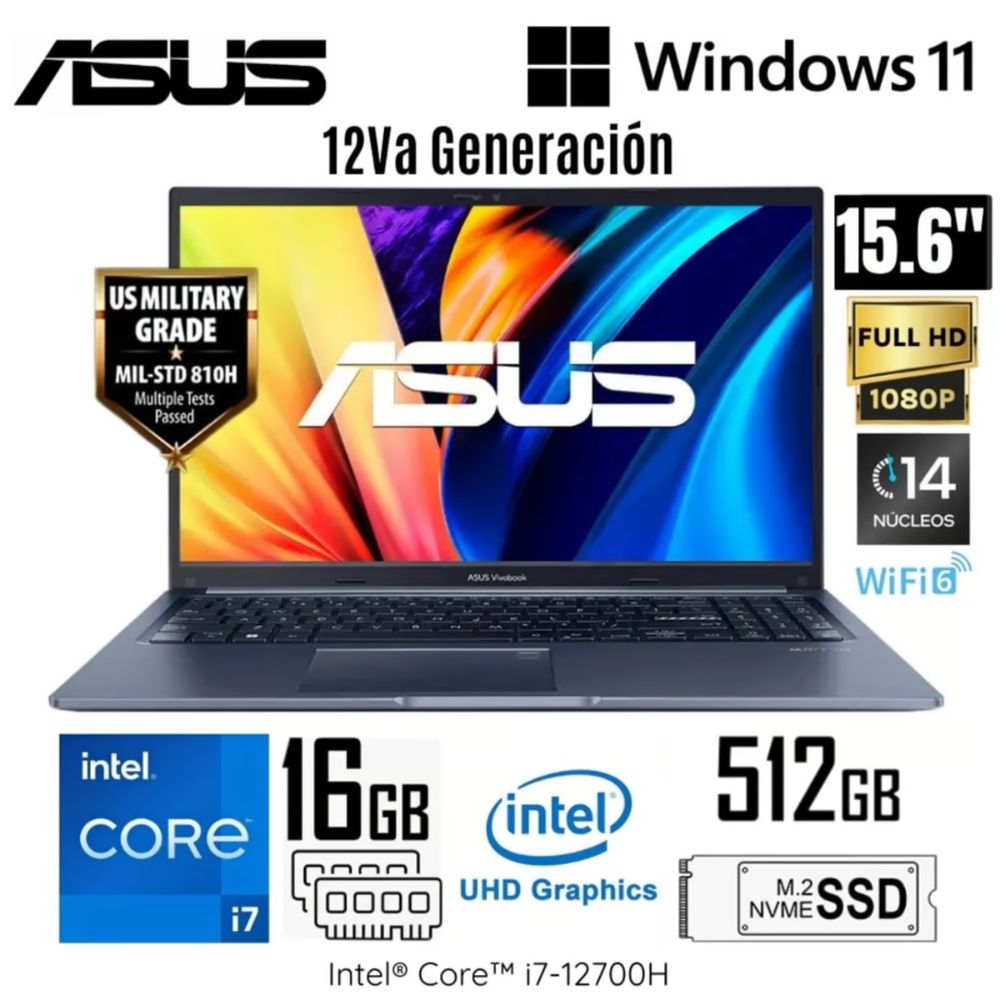 Laptop Asus VivaBook 15 X1502ZA-EJ2466W Intel Core i7-12700H 16GB RAM 512GB SSD 15.6"" FHD WinD 11