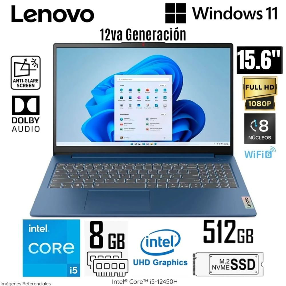 Laptop Lenovo IdeaPad Slim 3 15IAH8 Intel Core i5-12450H 8GB RAM 512GB SSD 15.6"" FHD - Abyss Blue